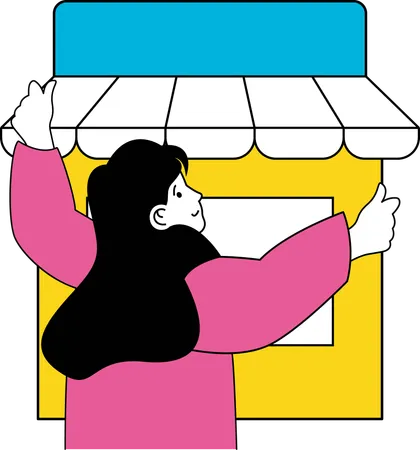 Chica haciendo compras en línea  Ilustración