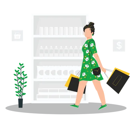 Chica haciendo compras en línea  Ilustración