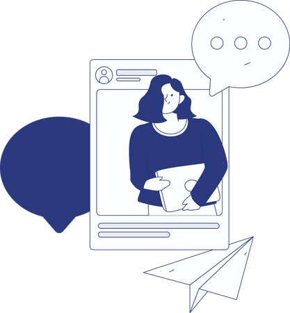 Chica haciendo comunicación en redes sociales  Ilustración