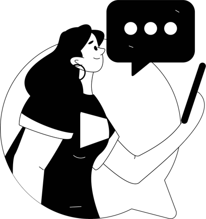 Chica haciendo comunicación grupal  Ilustración
