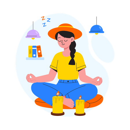 Chica haciendo contenido de yoga  Illustration