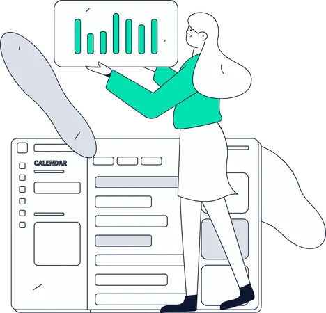 Chica haciendo coordinación de horarios  Ilustración