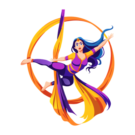 Chica haciendo danza aérea  Ilustración