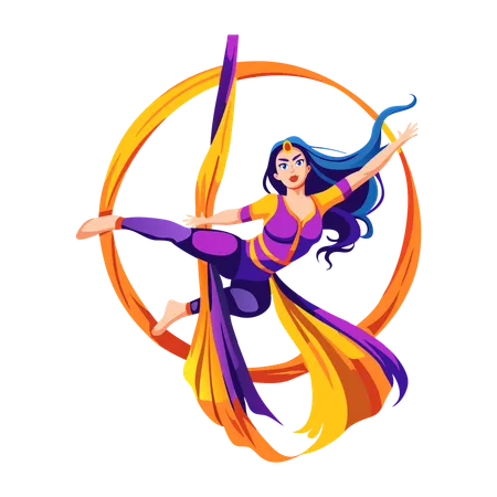 Chica haciendo danza aérea  Ilustración