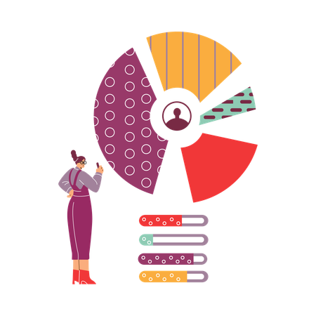 Chica haciendo demografía global  Ilustración