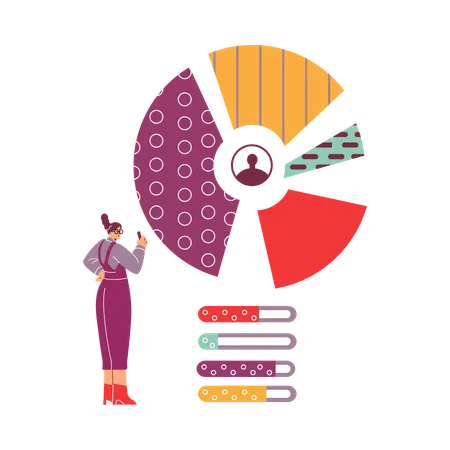 Chica haciendo demografía global  Ilustración