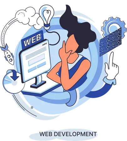 Chica haciendo desarrollo web  Ilustración