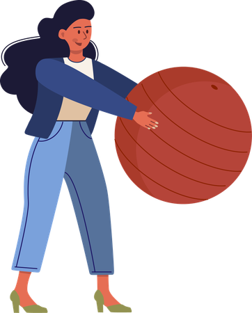 Chica haciendo ejercicio con pelota de gimnasio  Illustration