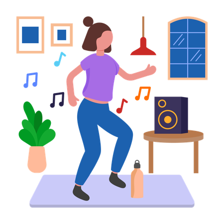 Chica haciendo ejercicio de baile  Ilustración