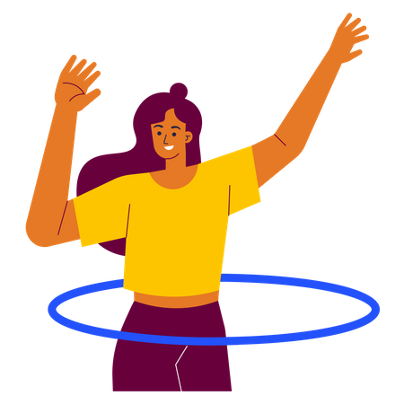 Chica haciendo ejercicio de Hula Hoop  Ilustración