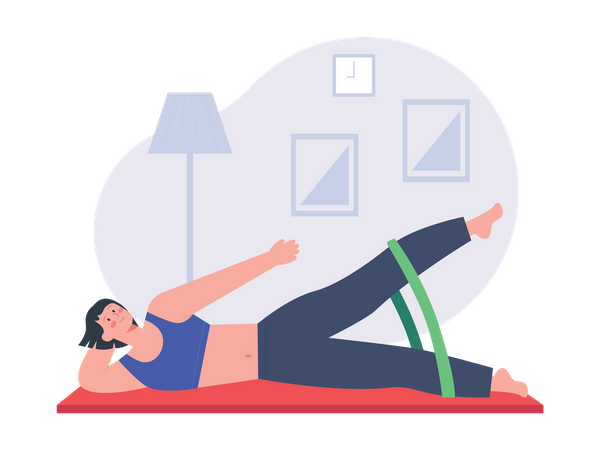 Chica haciendo ejercicio de pilates  Ilustración