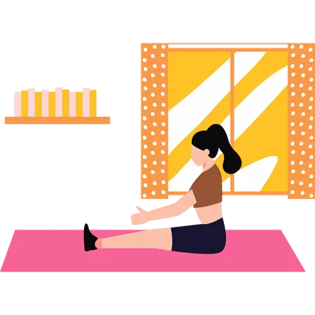 Chica haciendo ejercicio de yoga  Ilustración