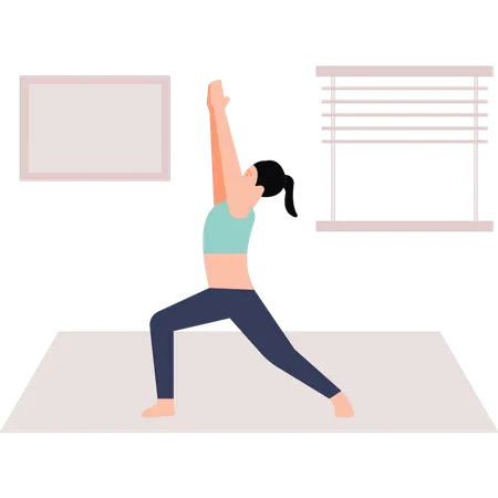 Chica haciendo ejercicio de yoga  Ilustración