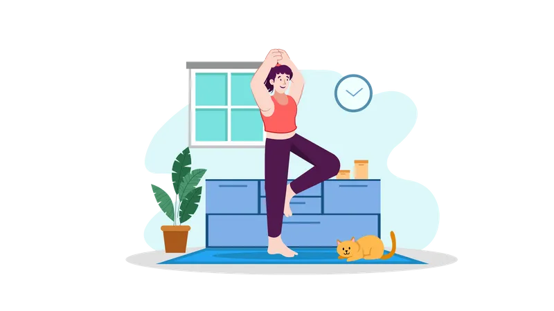 Chica haciendo ejercicio de yoga  Ilustración