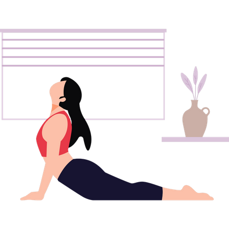 Chica haciendo ejercicio de yoga  Ilustración