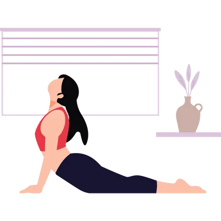 Chica haciendo ejercicio de yoga  Ilustración