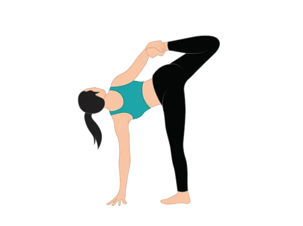 Chica haciendo ejercicio de yoga  Ilustración