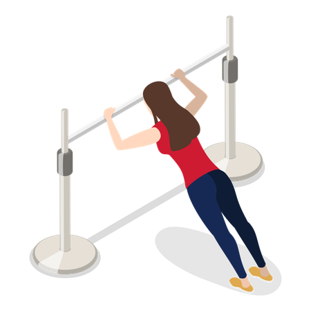 Chica haciendo ejercicio en el gimnasio  Ilustración