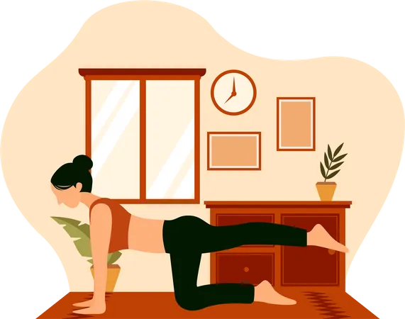Chica haciendo ejercicios de yoga  Ilustración