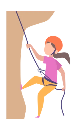 Niña haciendo escalada en roca  Ilustración