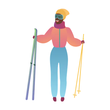 Chica haciendo esqui  Ilustración