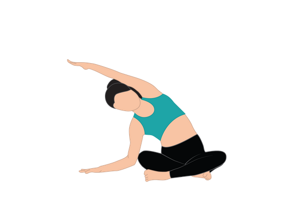 Chica haciendo yoga de estiramiento corporal  Ilustración