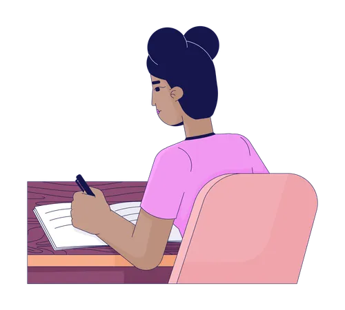 Chica haciendo estudio  Ilustración