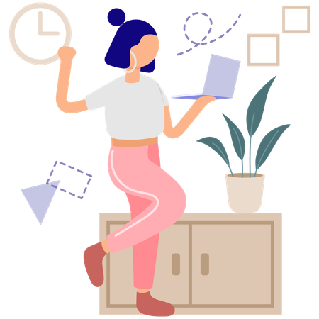 Chica haciendo Gestión Eficiente del Tiempo  Ilustración