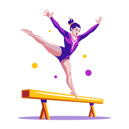 Chica haciendo gimnasia de equilibrio  Ilustración