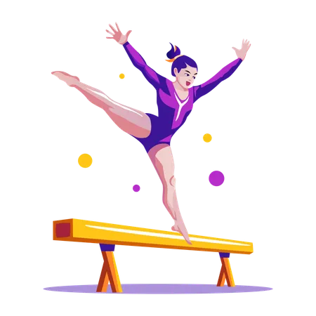 Chica haciendo gimnasia de equilibrio  Ilustración