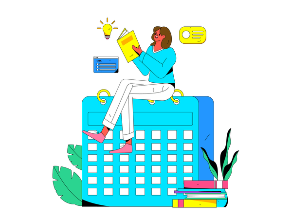 Chica haciendo horario de trabajo  Illustration