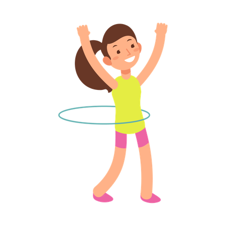 Niña haciendo hula-hoop  Ilustración