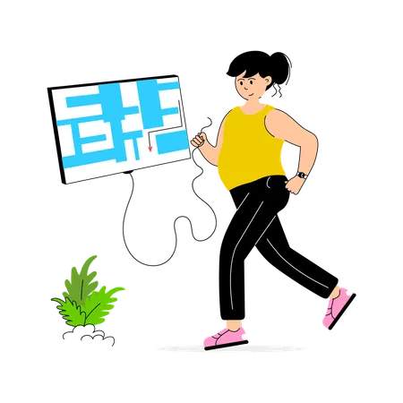 Chica haciendo jogging para bajar de peso  Ilustración