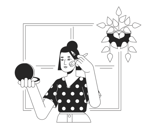 Chica haciendo maquillaje  Ilustración