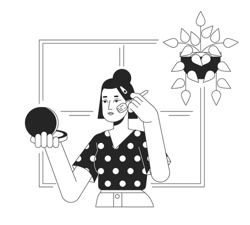 Chica haciendo maquillaje  Ilustración