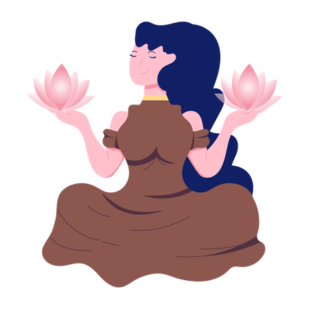 Chica haciendo meditación  Ilustración