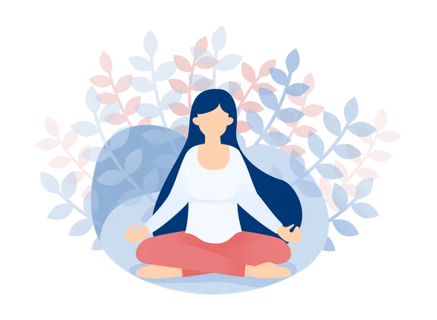 Chica haciendo meditación  Ilustración