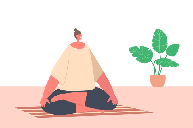 Chica haciendo meditación matutina  Ilustración