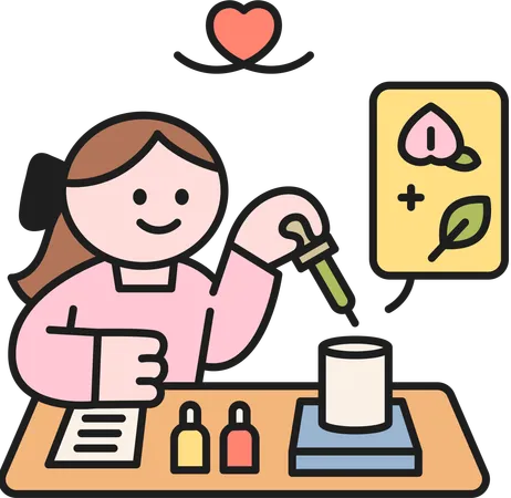 Chica haciendo perfume  Ilustración