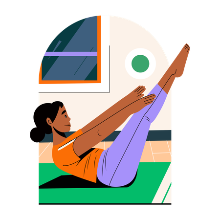 Chica haciendo pilates  Ilustración