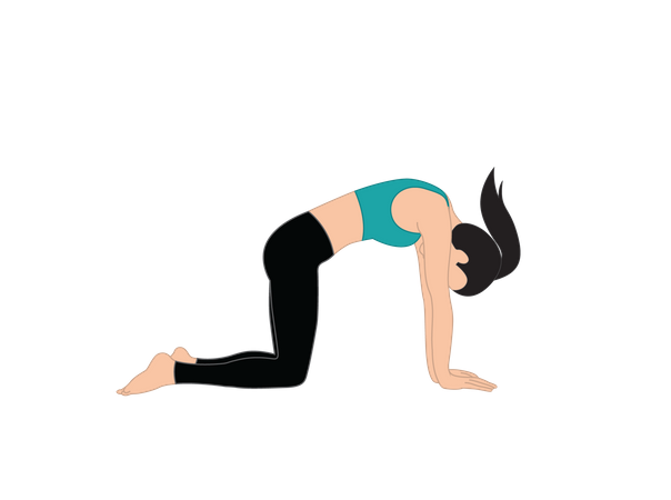 Chica haciendo yoga pose de gato  Illustration