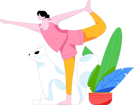 Chica haciendo pose de yoga  Ilustración