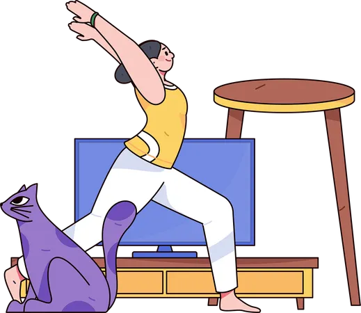 Chica haciendo pose de yoga  Ilustración