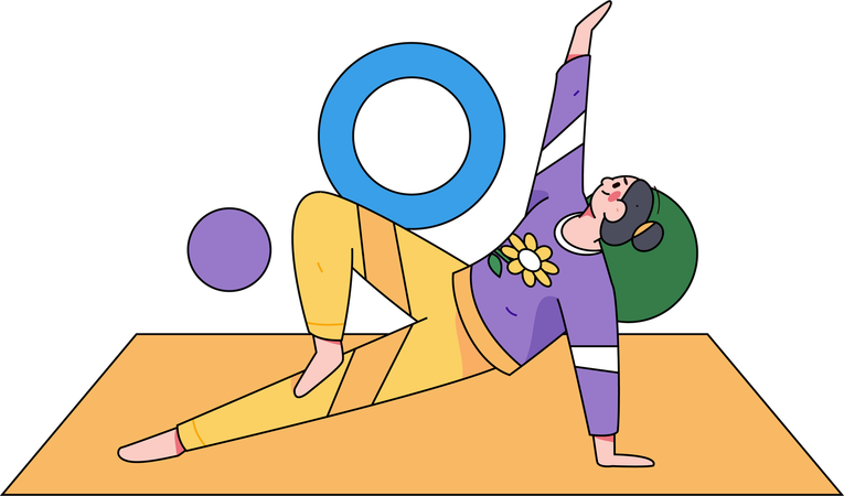 Chica haciendo pose de yoga  Ilustración