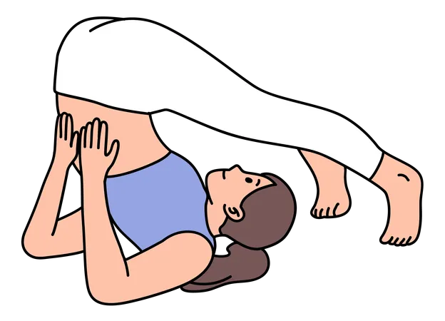 Chica haciendo pose de yoga de arado  Ilustración