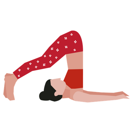 Chica haciendo pose de yoga de arado  Ilustración