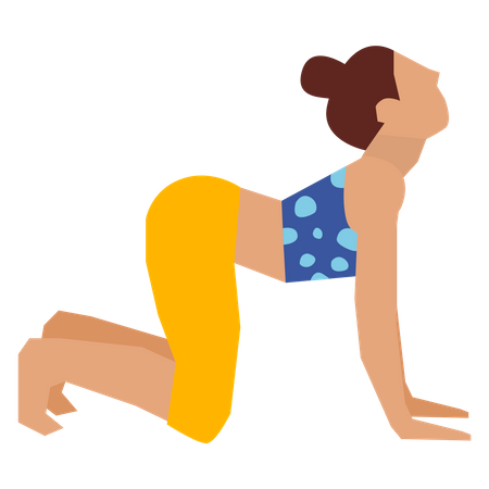 Chica haciendo pose de yoga de vaca  Ilustración