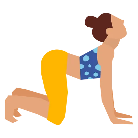 Chica haciendo pose de yoga de vaca  Ilustración