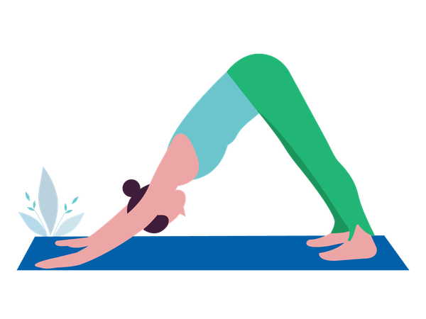 Chica haciendo pose de yoga hacia abajo  Ilustración