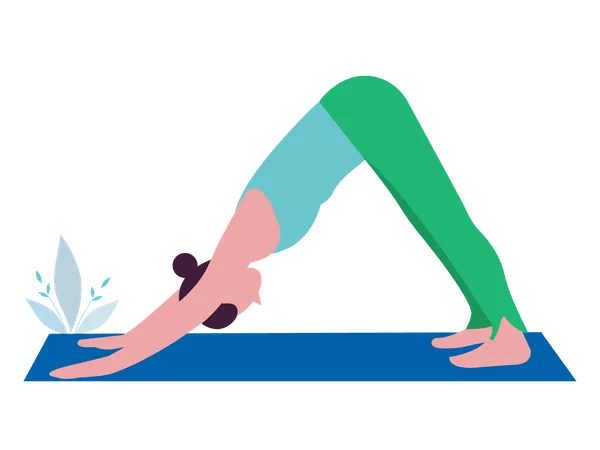 Chica haciendo pose de yoga hacia abajo  Ilustración